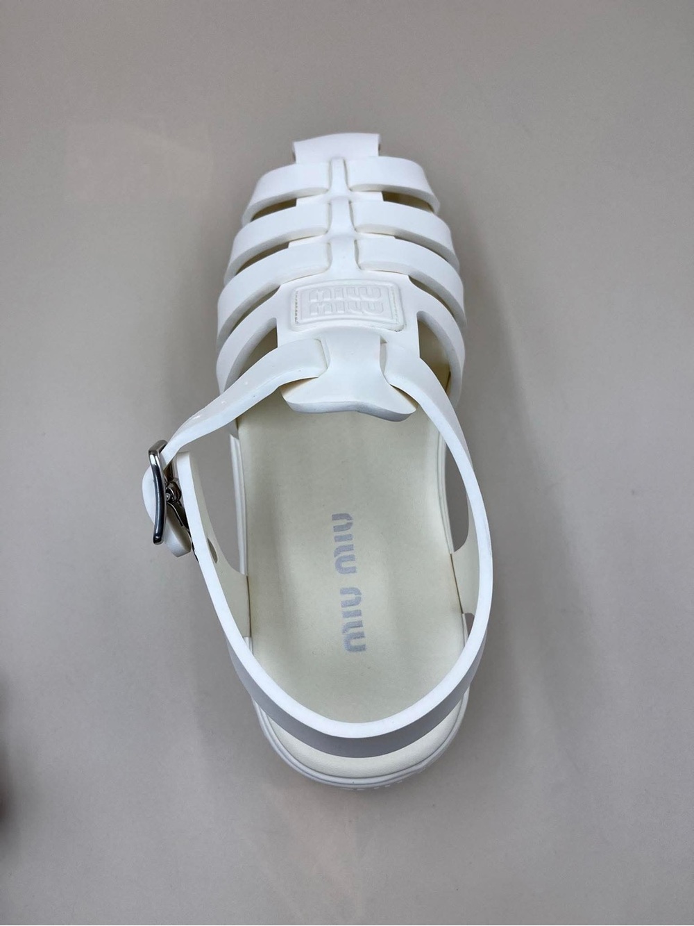 Miumiu Chunky White Jelly Sandals with Buckle Strap - Picture 4 of 16